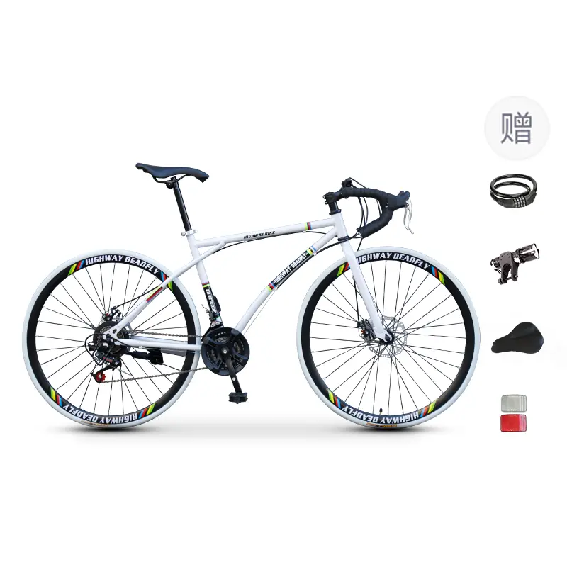 

Шоссейный велосипед с дисковыми тормозами из высокоуглеродистой стали для активного отдыха ICOLOUR, белый