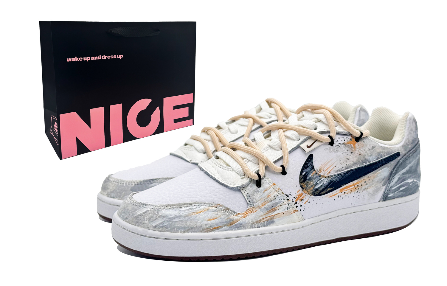 

Ebersonon shopping bag, nighttime shooting stars, устойчивые к истиранию, низкие скейтерские кроссовки, мужские, gray gold Nike, Nighttime Shooting Stars