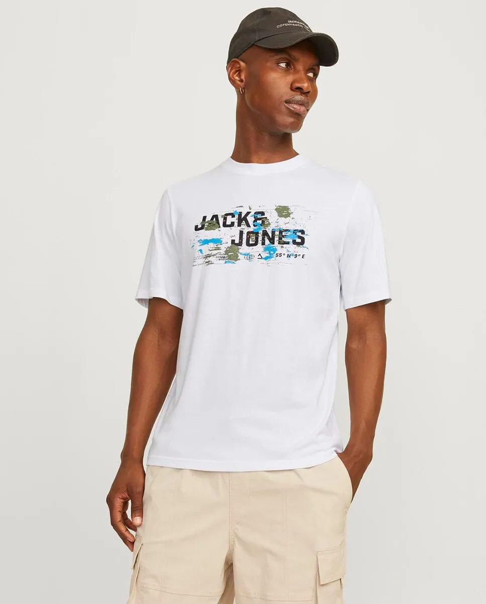 

Мужская футболка с короткими рукавами и принтом спереди Jack & Jones, белый