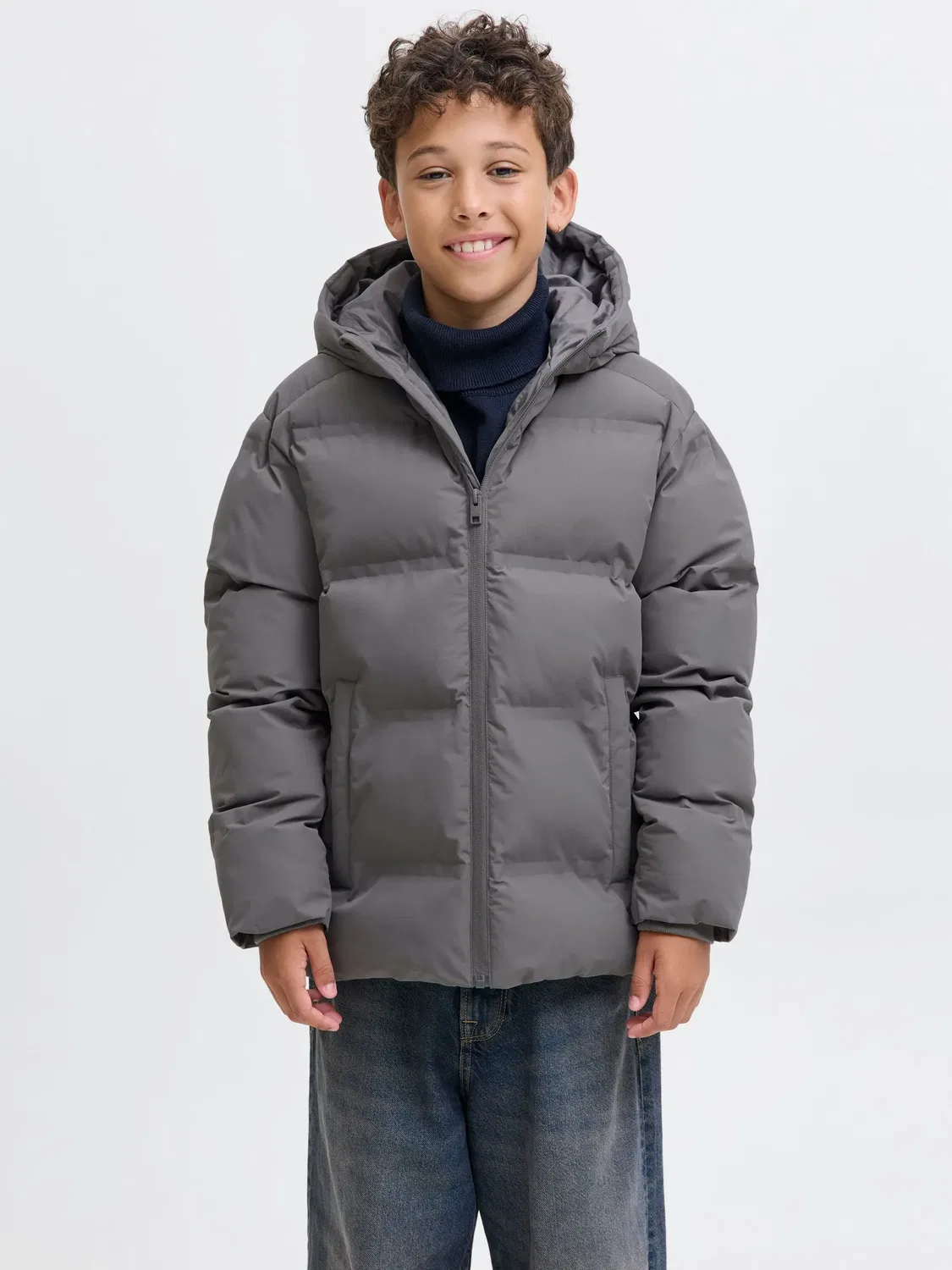 Стеганая куртка капюшон, JACK & JONES Junior, castlerock — фото 2