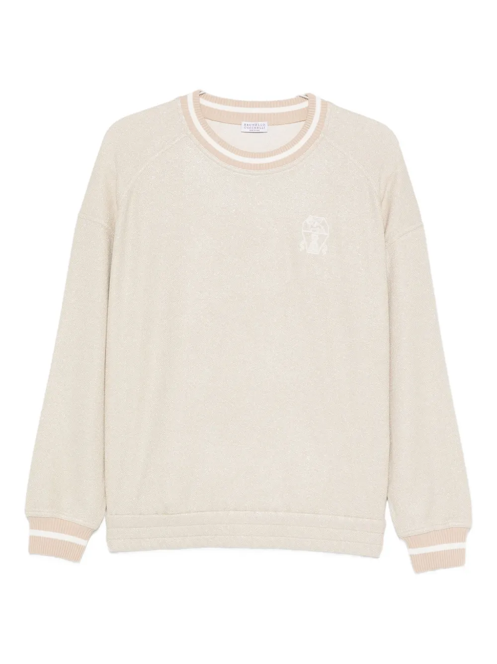 

Свитер с вышитым логотипом Brunello Cucinelli, бежевый