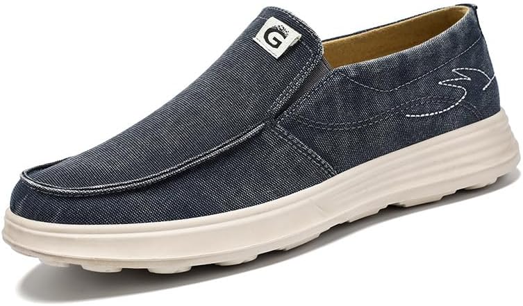 

Мужские ортопедические слипоны для ходьбы, повседневные тканевые туфли, лоферы на шнуровке, легкие прогулочные обувь Hhhchpm, синий