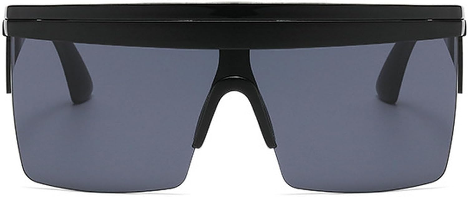 

Крупные квадратные солнцезащитные очки для женщин и мужчин, модные солнцезащитные очки в большой оправе с плоской верхней частью, винтажные солнцезащитные очки-щитки mincl, Black