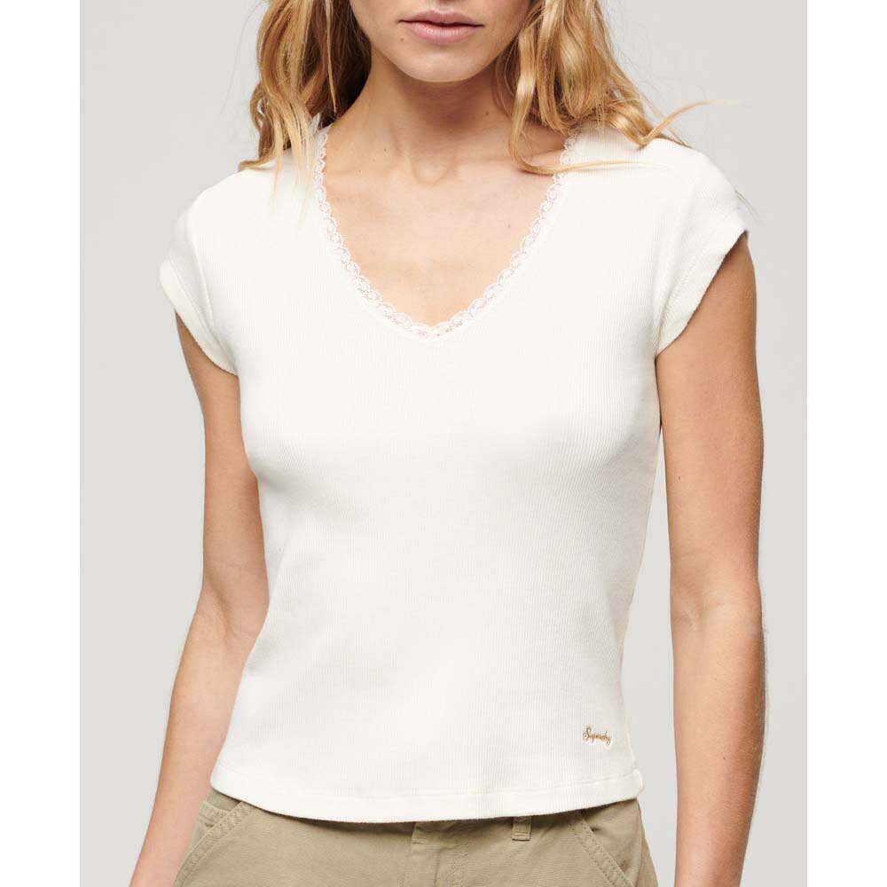 Футболка с коротким рукавом Superdry Essential Lace Trim, белый — фото 3