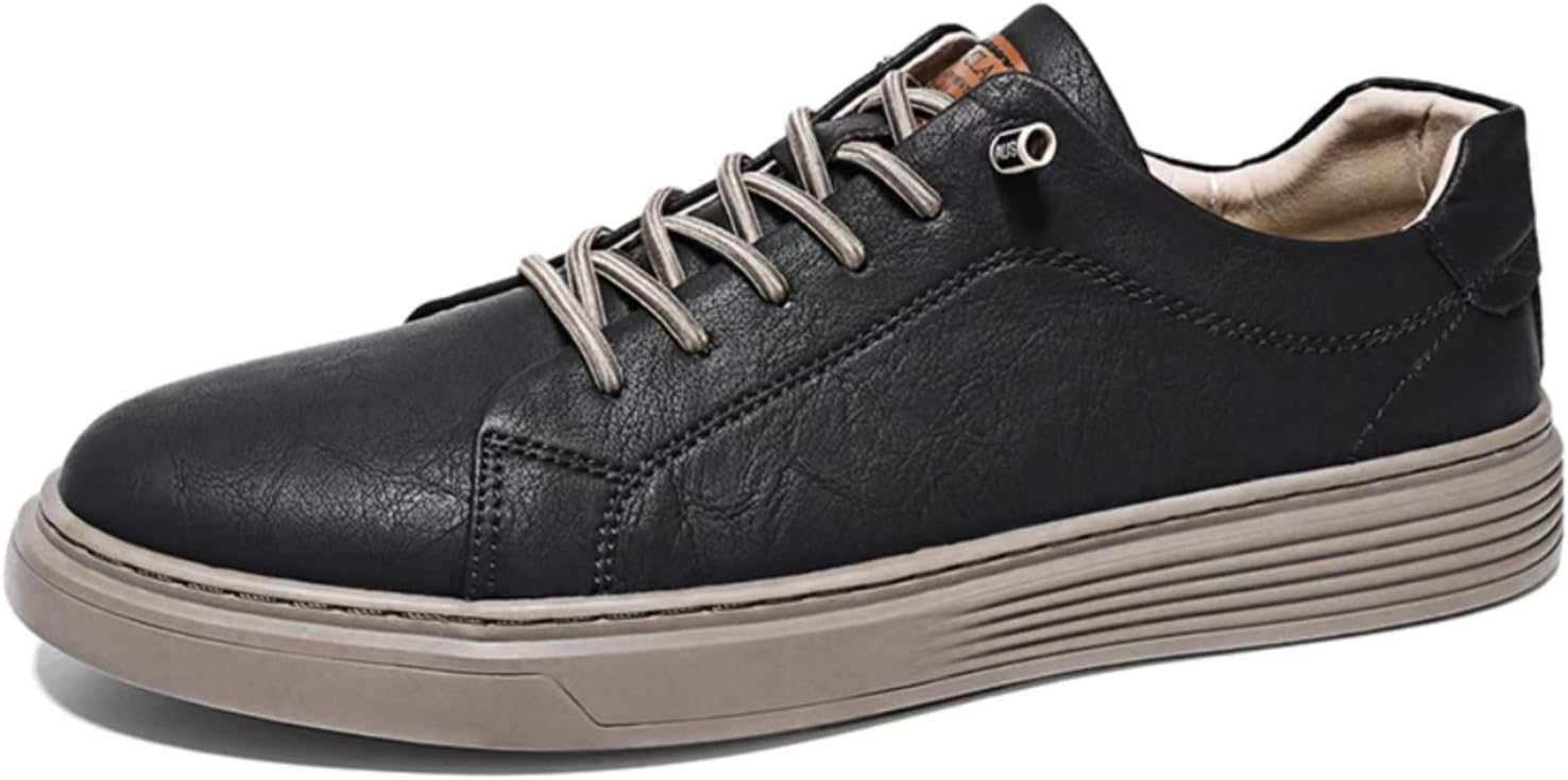 

Мужские повседневные кожаные слипоны с эластичной лентой, классические ретро дышащие туфли на плоской подошве, оксфорды для ходьбы Fotn, черный