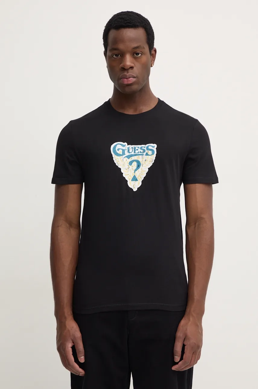

Хлопковая футболка Guess, черный