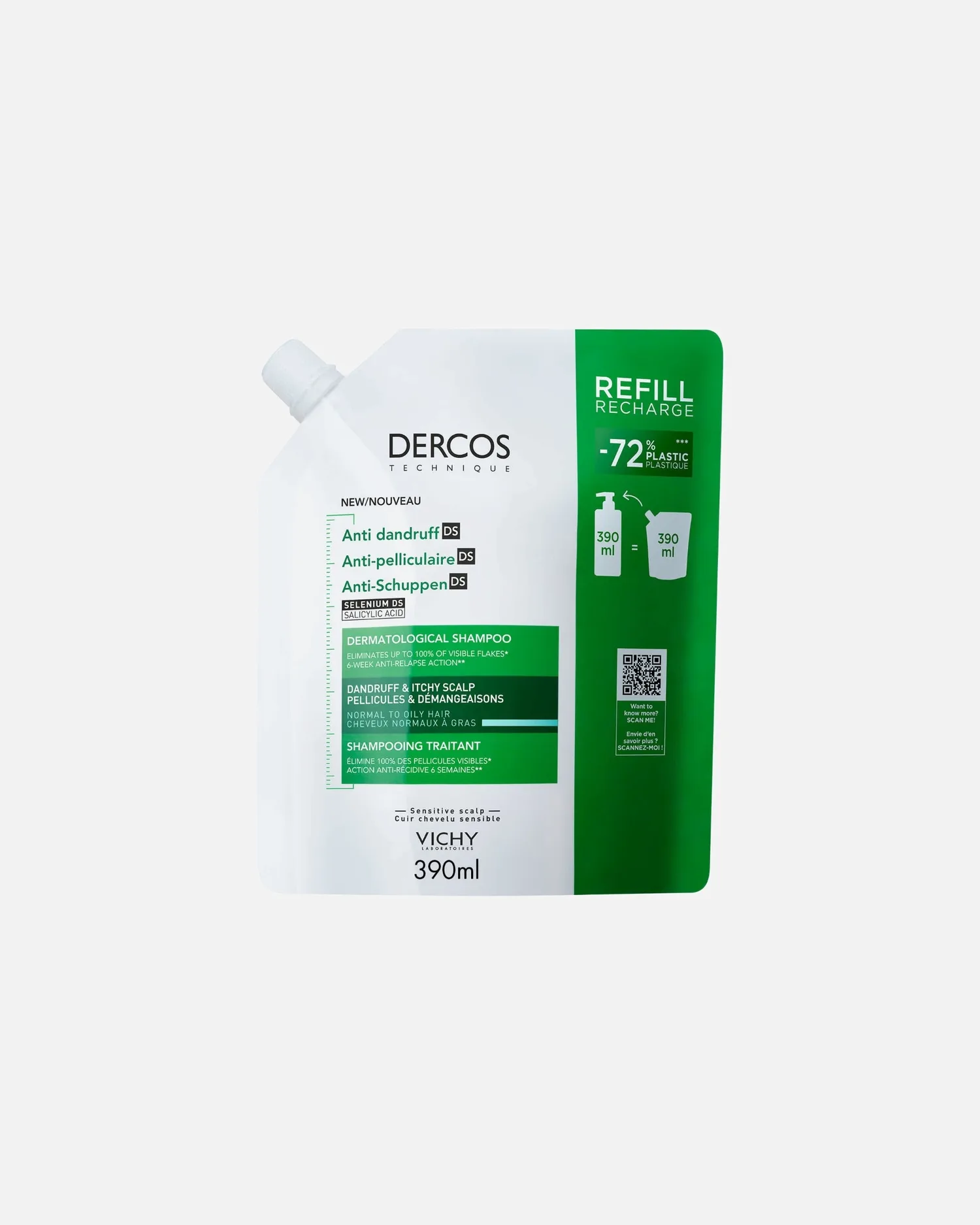 Шампунь Dercos для лечения перхоти и зуда Vichy, 390 мл