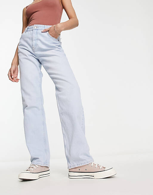 

Бело-голубые прямые джинсы Bershka