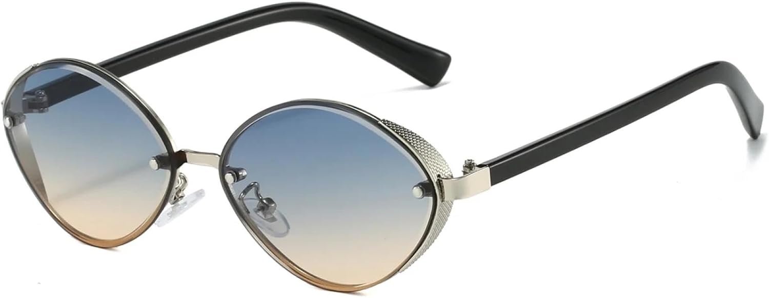 

Солнцезащитные очки с защитой от УФ-излучения UV400 | Мужские очки с градиентной металлической оправой | Линзы конфетных цветов для занятий спортом на открытом воздухе и вождения DSVIGF, Silver Blue Yellow