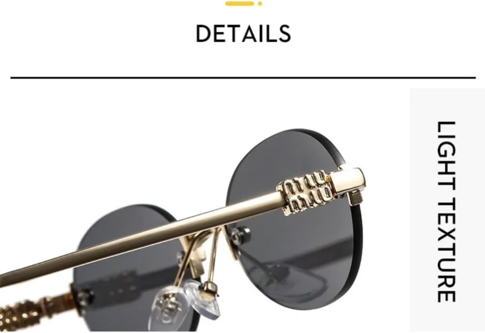 

Солнцезащитные очки без оправы овальной формы, стильные, для летнего использования, с защитой от солнца, модные солнцезащитные очки UV400 UJNHGQ, Gold Pink