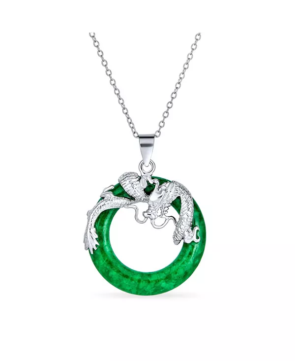

Ожерелье с подвеской в виде дракона из нефрита в азиатском стиле, стерлинговое серебро, 18 дюймов, красно-зеленый диск Bling Jewelry, green