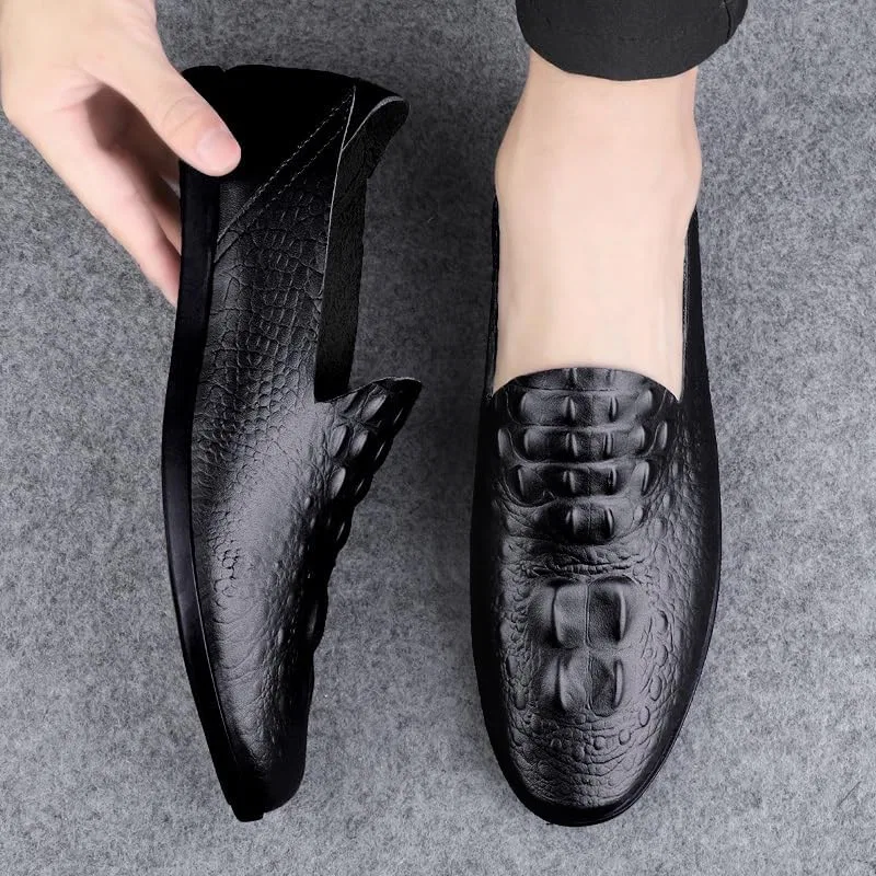Лоферы крокодиловая текстура Mens Loafers Shoe, черный PUGHGAETZF — фото 2
