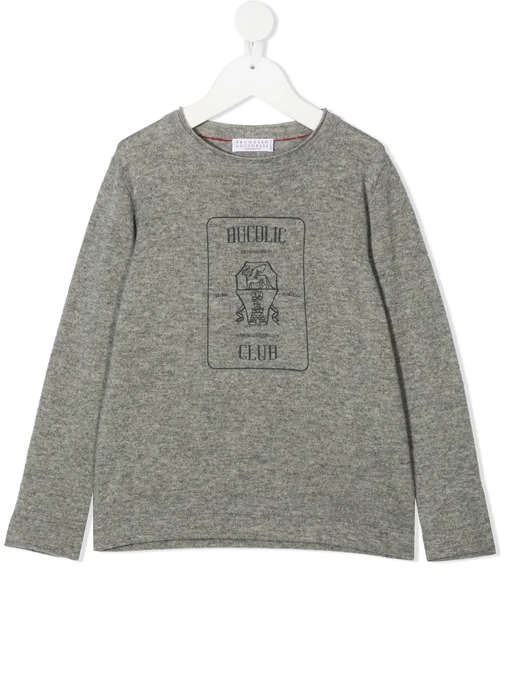 

Футболка с длинными рукавами и принтом Brunello Cucinelli Kids, серый
