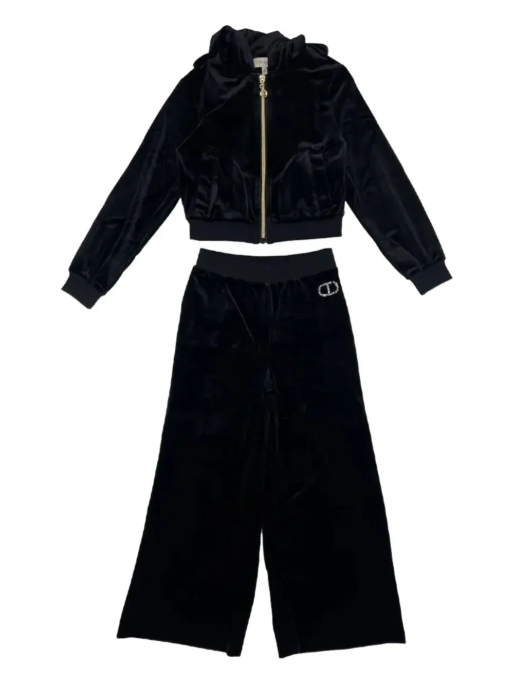 

Свитер на молнии с капюшоном Twinset Kids, черный