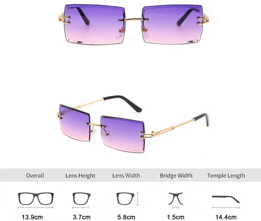 

Солнцезащитные очки без оправы, маленькие прямоугольные солнцезащитные очки для путешествий, очки с защитой от УФ-излучения UV400, аксессуары для очков LANGSER, 7