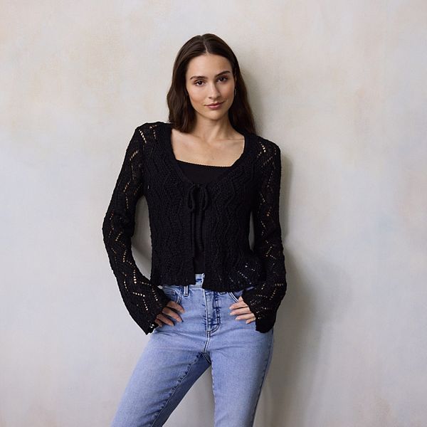 

Женский свитер с волнистым подолом Lc Lauren Conrad, Black