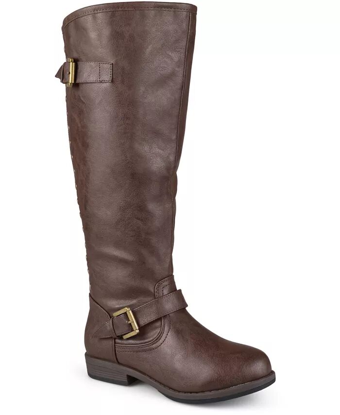 Женские сапоги Spokane Extra Wide Calf с высокими коленями для верховой езды Journee Collection, коричневый