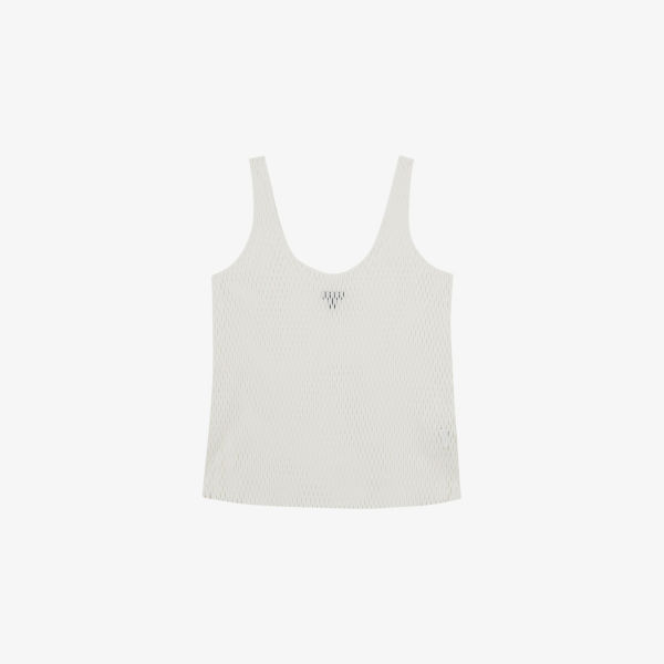 

Reiss x Atelier Isabelle жилет с лазерной резкой и круглым вырезом из эластичного трикотажа Reiss, бежевый