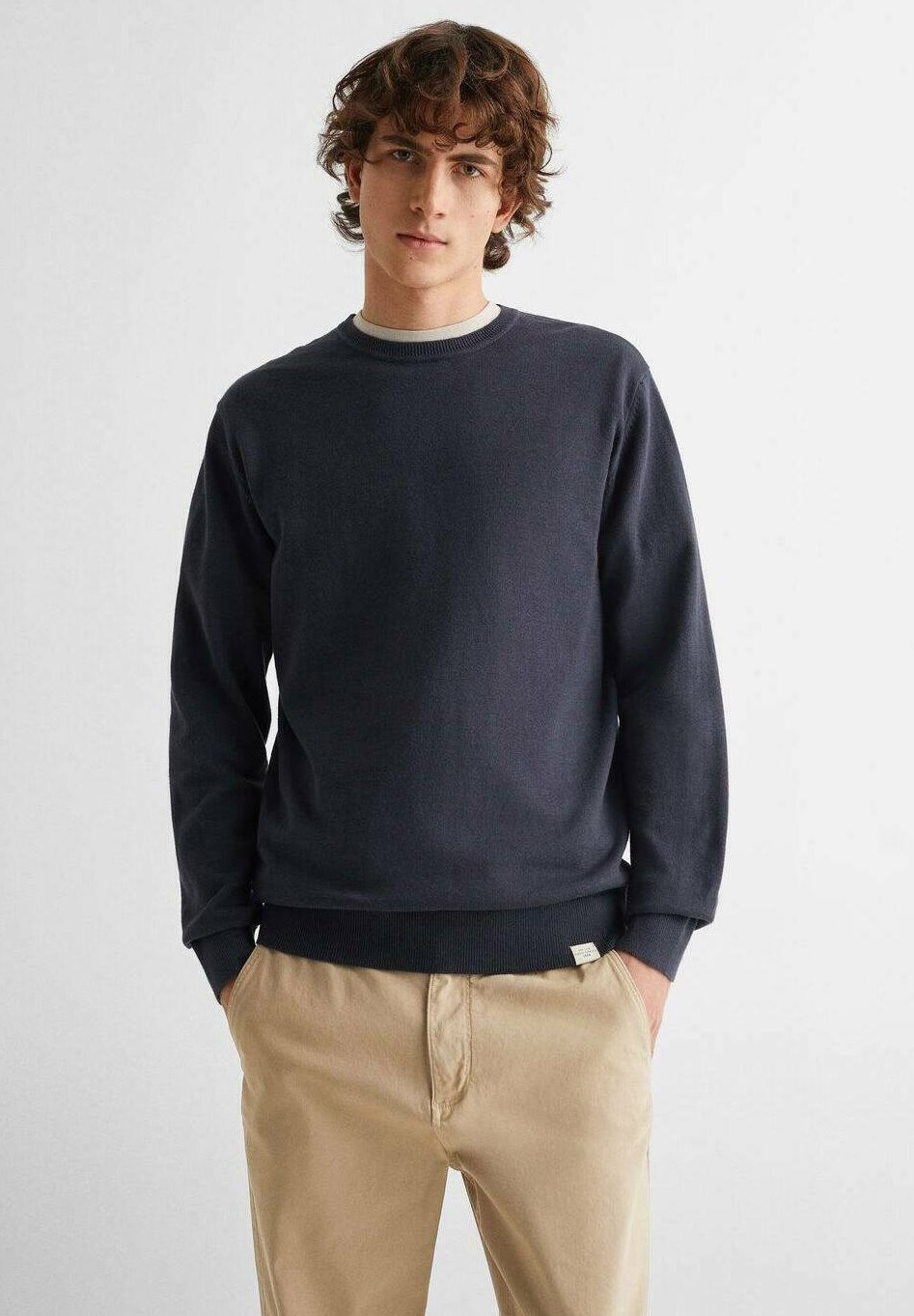 

Вязаный свитер BASNECK Mango Kids, цвет dark navy