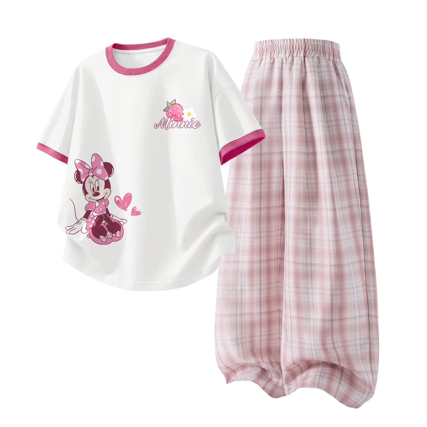 Детский спортивный комплект Casual Disney, Di Tian Zai Fruit K White Red+Solid Color Quartz Pink