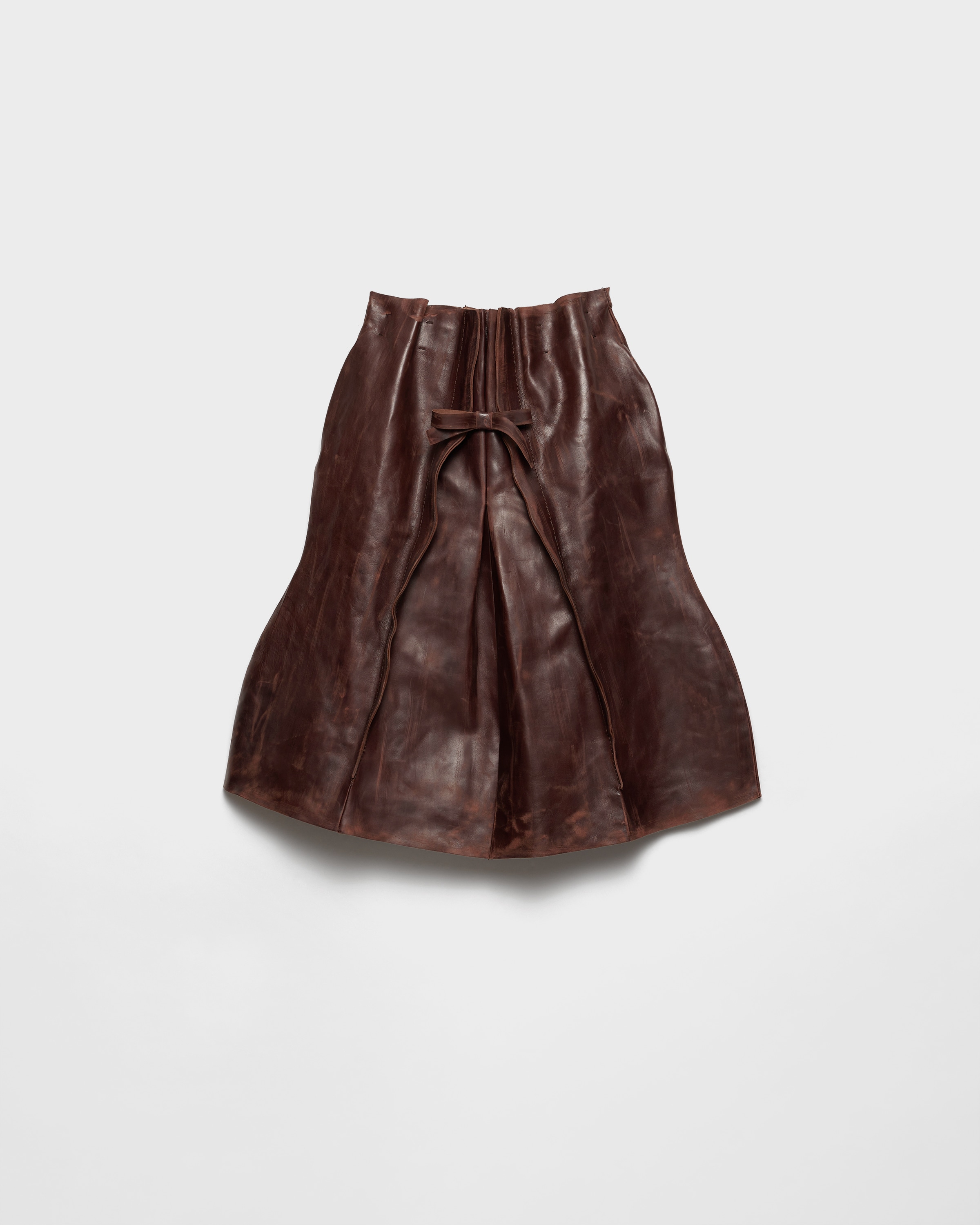 

Кожаная миди-юбка Prada, темно-коричневый