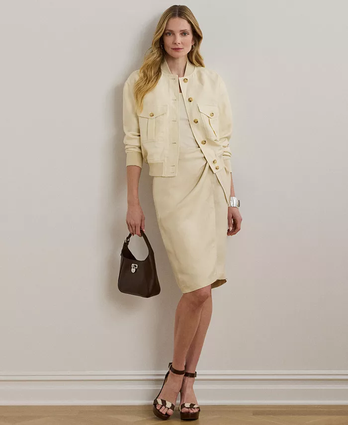 

Женская юбка-халат из смесовой льняной саржи Lauren Ralph Lauren, слоновая кость/кремовый