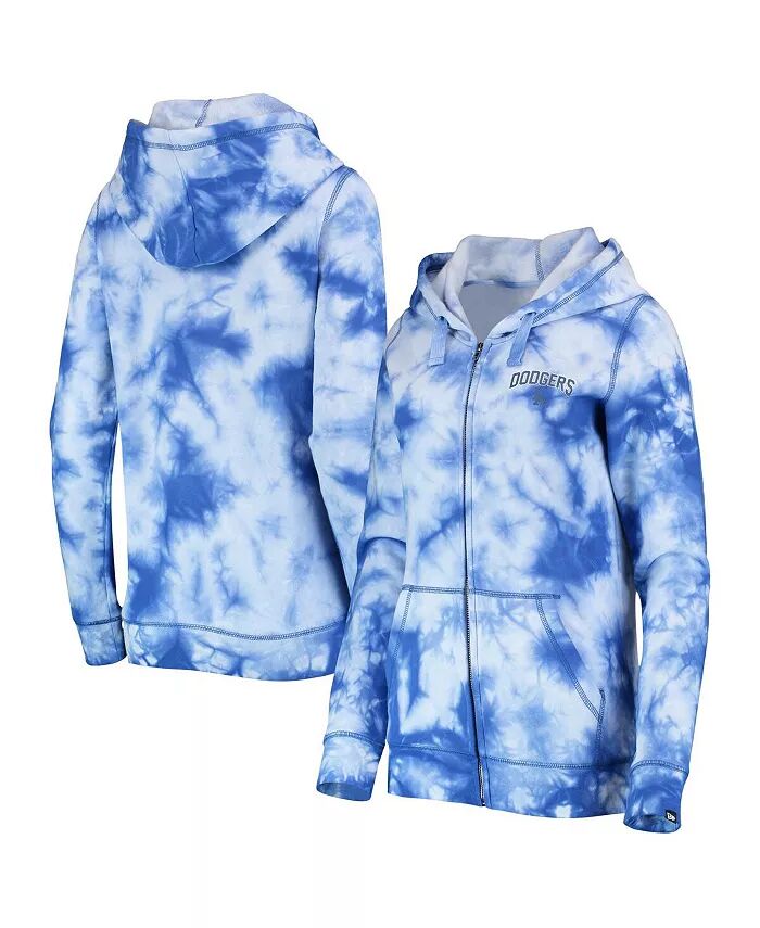 

Женская толстовка с капюшоном Royal Los Angeles Dodgers Tie-Dye на молнии New Era