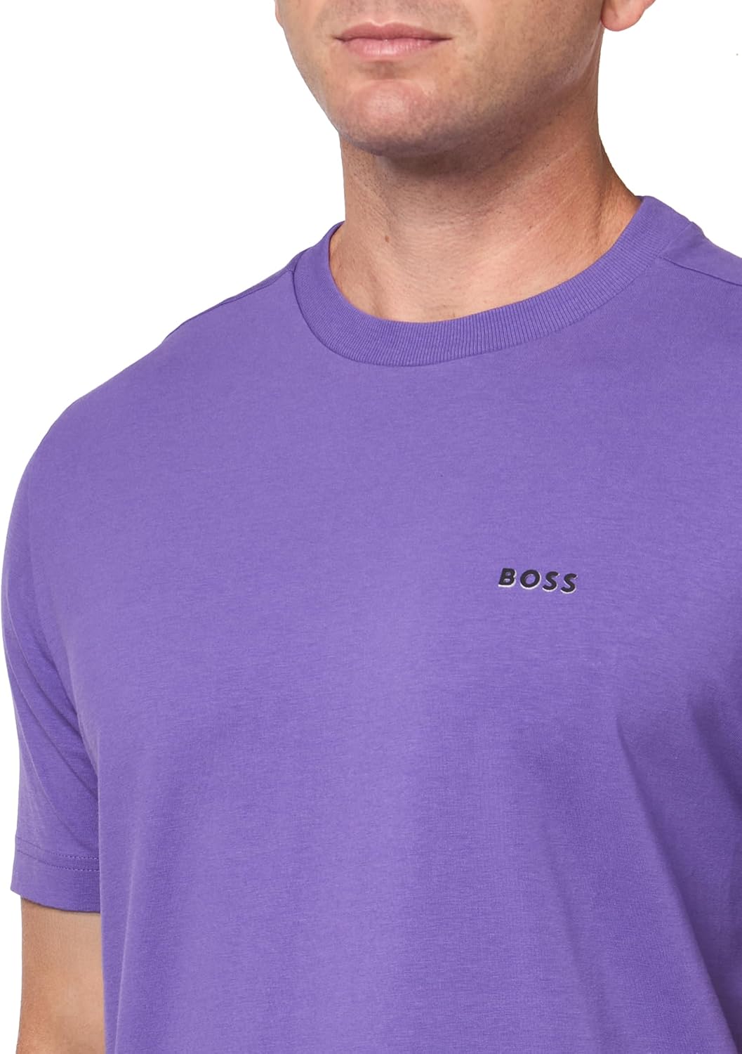 Футболка BOSS Men's Contrast Logo из хлопка и эластичного хлопка, Grape Jelly — фото 3
