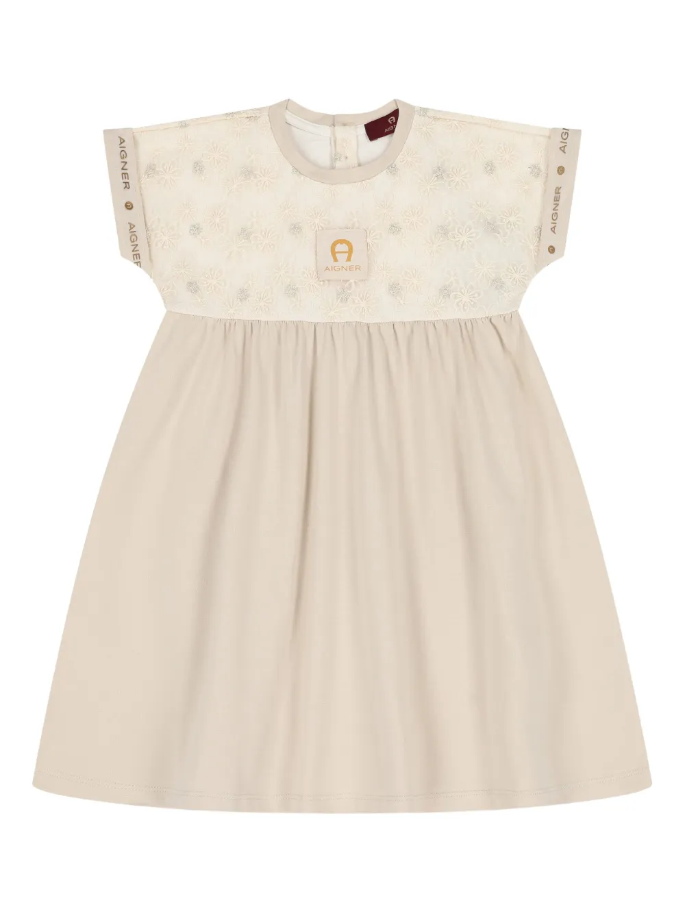 

Платье с цветочной вышивкой Aigner Kids, нейтральный