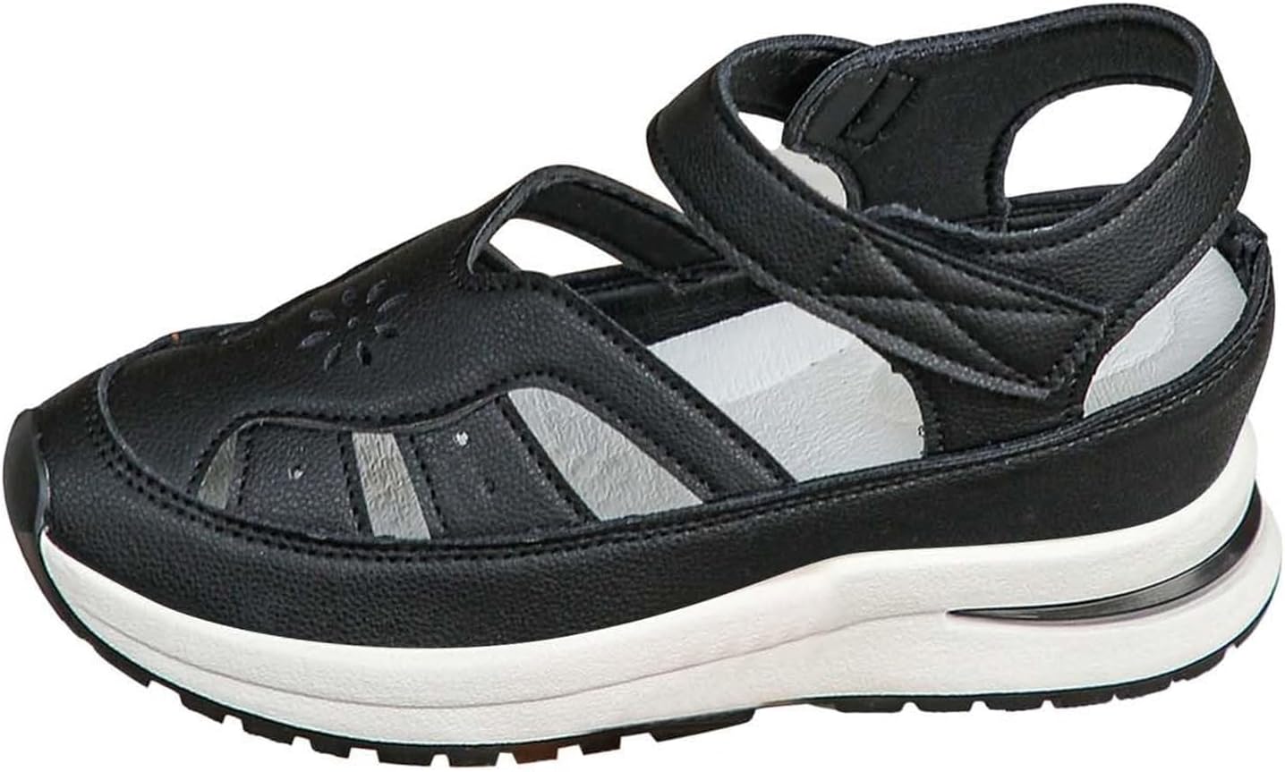 

Женские сандалии с полой высотой, дышащие платформенные танкетки, кожаные сандалии с закрытым носком, удобные повседневные римские сандалии, туфли с толстой подошвой с увеличением роста, стильная нарядная деловая обувь 2025 года Generic, черный