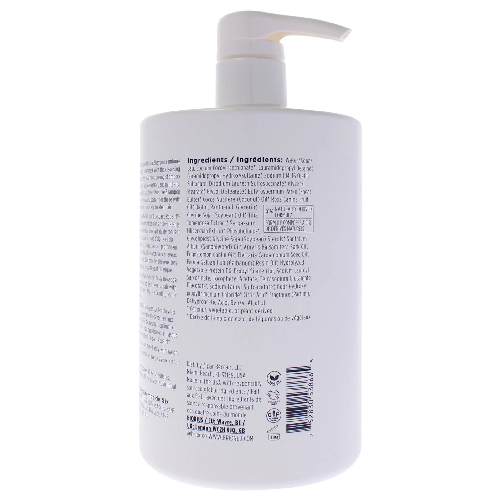 Шампунь Dont Despair Repair Super Moisture от Briogeo для мужчин и женщин - 950 мл, прозрачный — фото 2