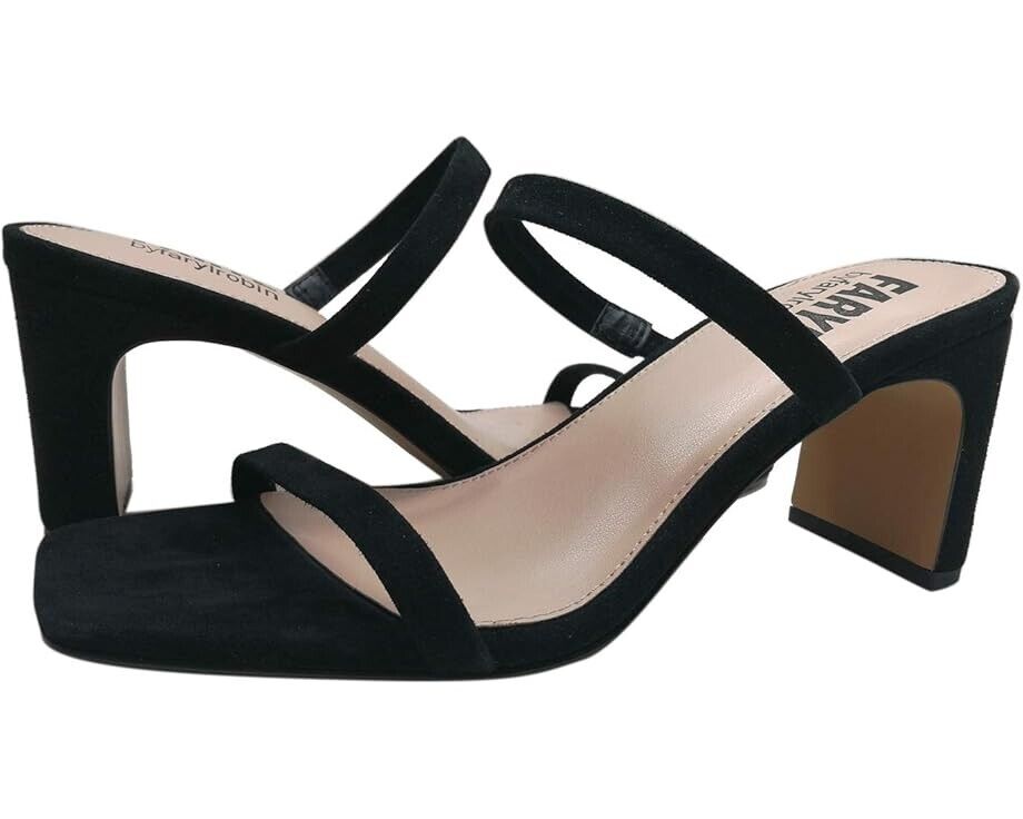 FARYL by Farylrobin Analisa Sandals Womens Black Suede Slip On Block Heel KHD863 Faryl Robin