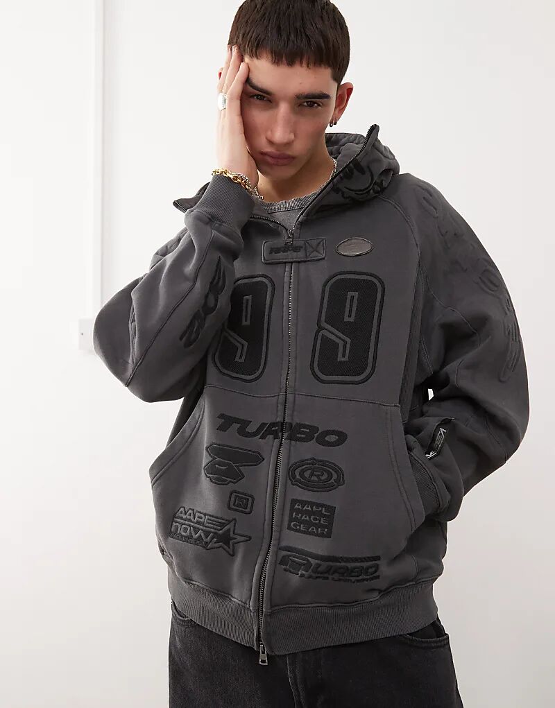 

Толстовка в стиле мотокросса Aape By A Bathing Ape темно-серого цвета Aape By A Bathing Ape