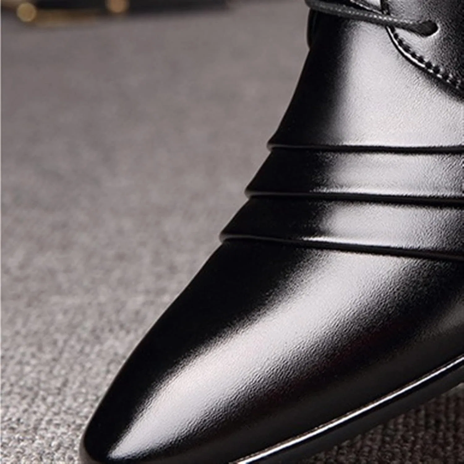 Туфли Mens Shoes Mens Leather Shoes Casual Shoes Breathable Lace Up Shoes Generic, Black — фото 4
