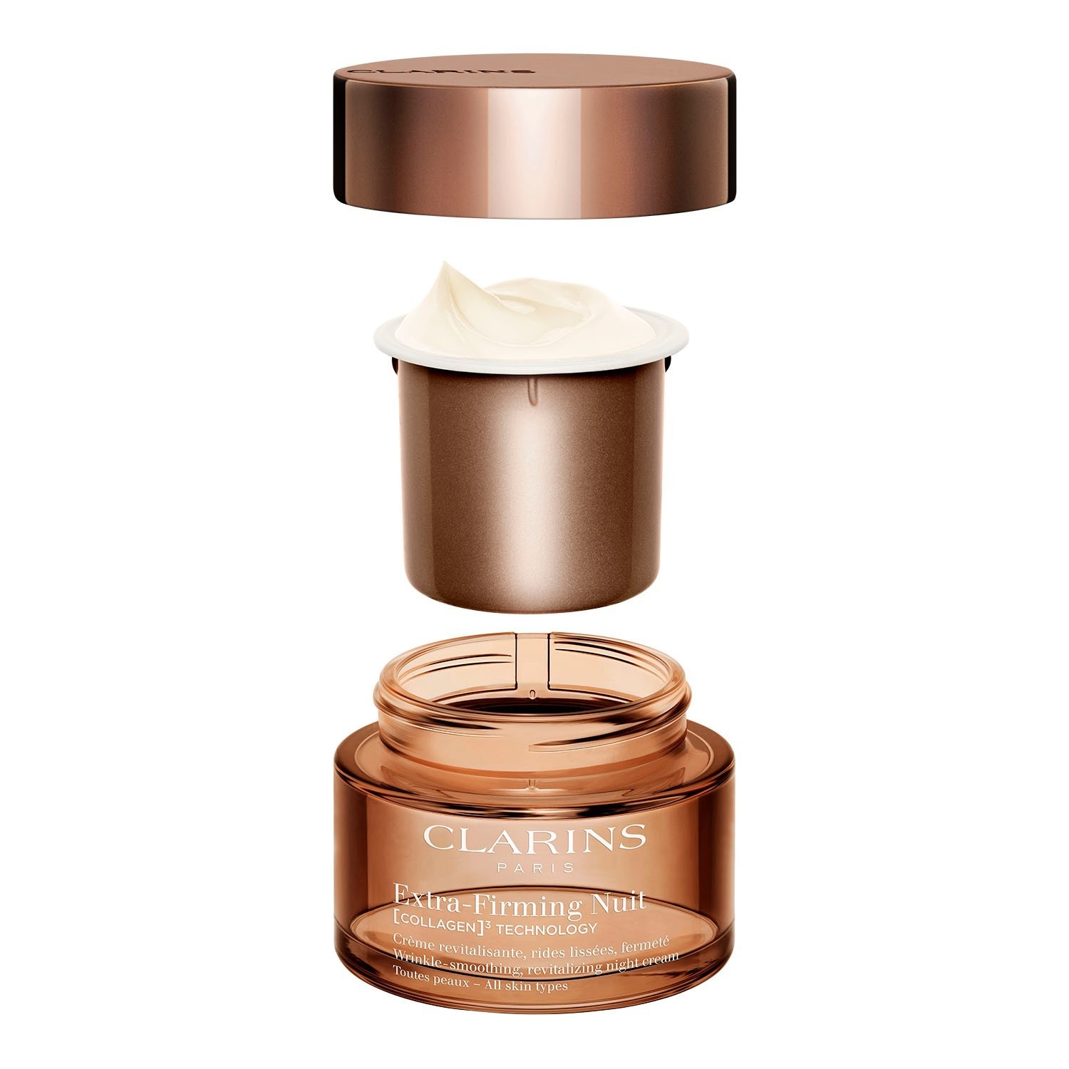 Крем для лица Clarins — Extra-firming + nuit [collagen]³ technology toutes peaux , объем, 50 мл — фото 3