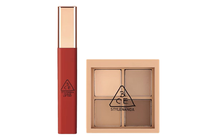 

Тени для век в 4 оттенках и матовая жидкая помада Cloud, набор для макияжа, легко растушевывается, 3,5 г + 4 г 3CE