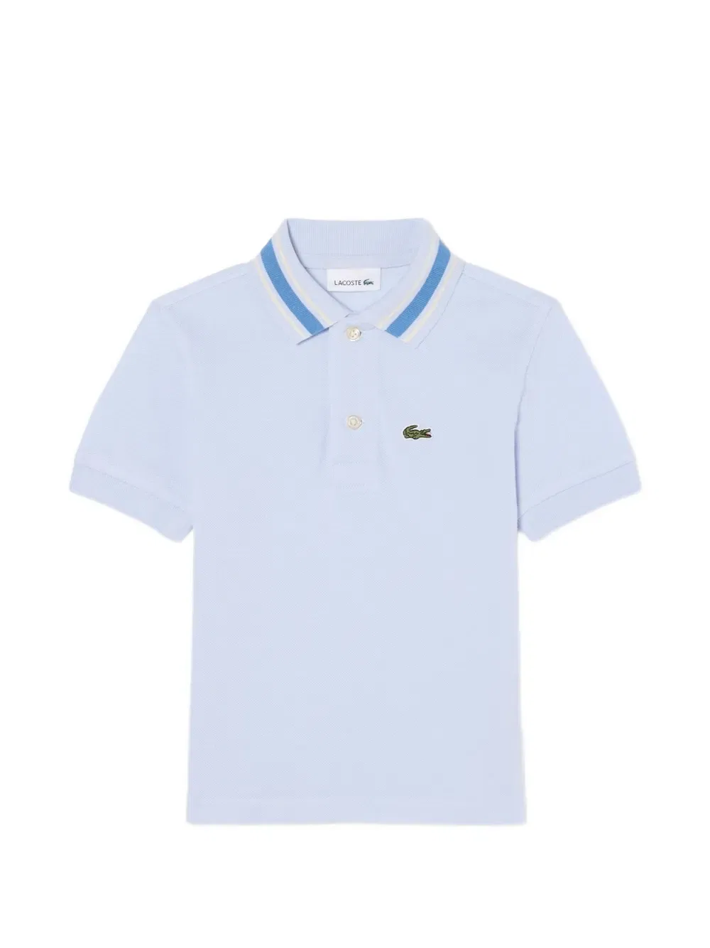Поло с полосатым воротником и нашивкой с логотипом Lacoste, синий