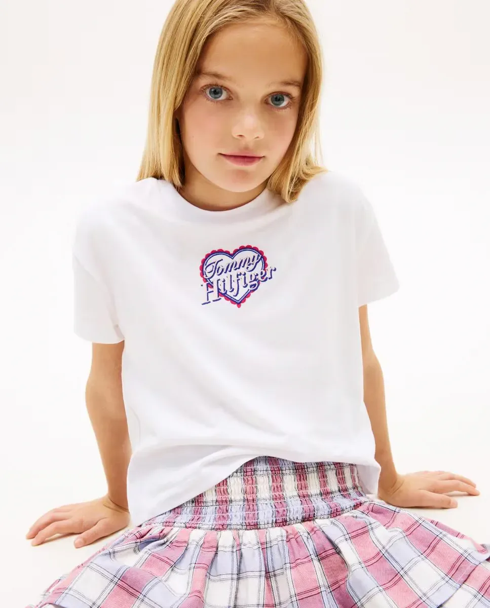 Детская футболка с логотипом в форме сердца Tommy Hilfiger, белый — фото 3