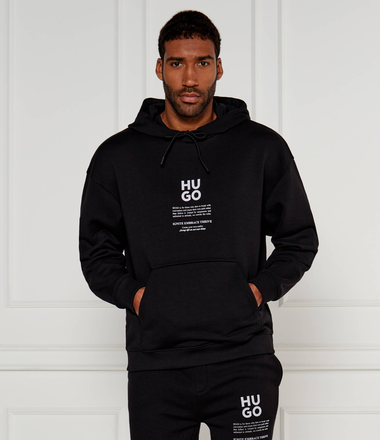 

Толстовка HUGO Dflohood Regular Fit, черный