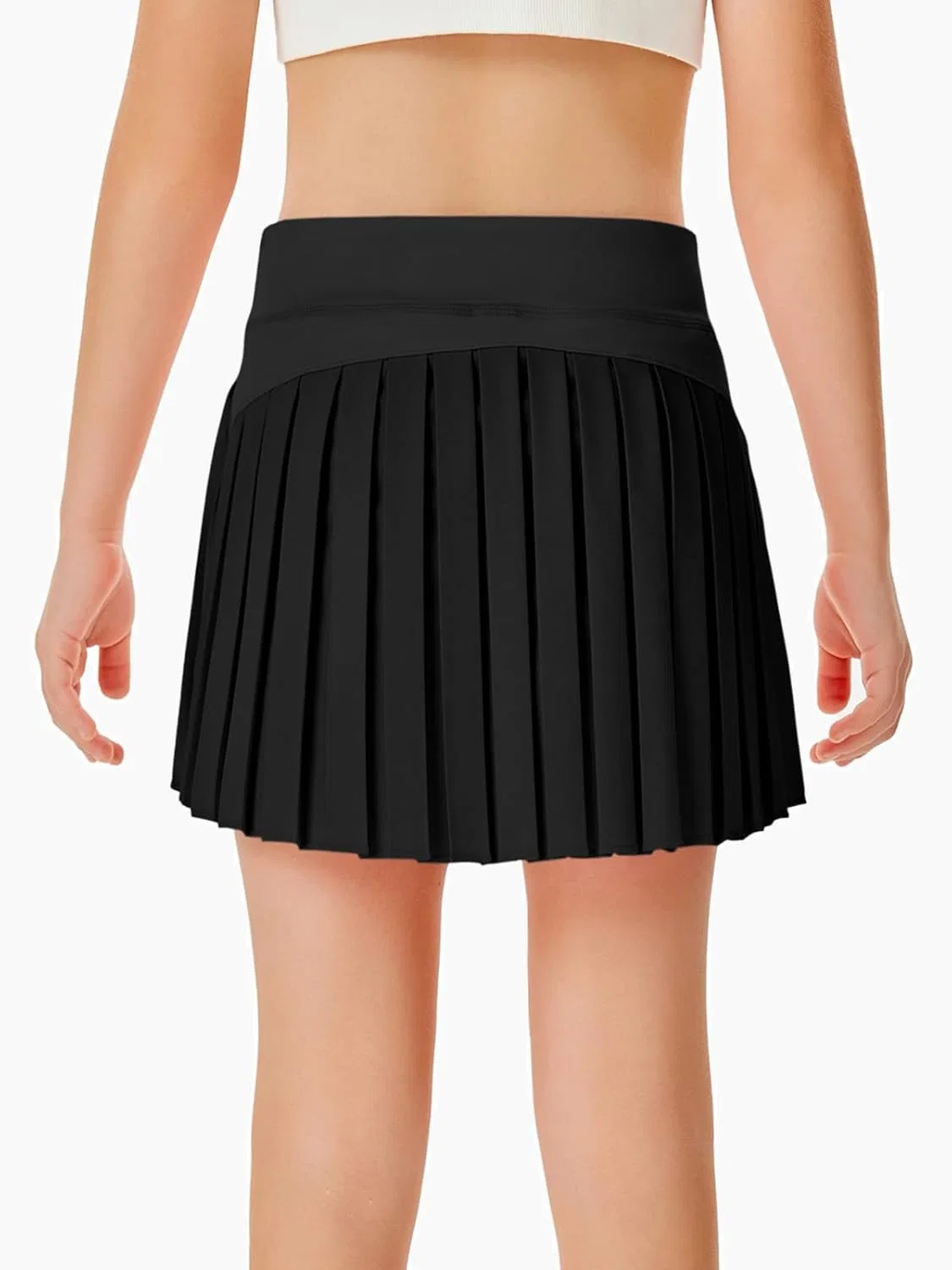 Спортивная юбка-шорты для девочек Haloumoning, Athletic Tennis Skorts с карманами, Black — фото 3