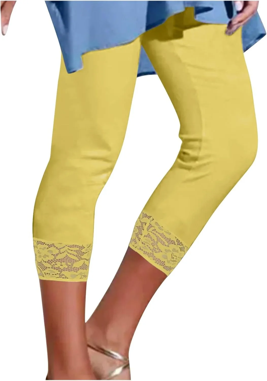 

Женские капри с кружевной отделкой, высокие и эластичные