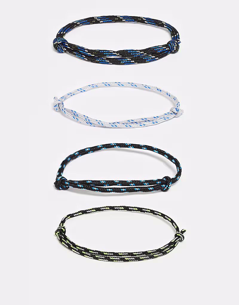 

Набор из 4 браслетов-шнуровок разных цветов Asos Design, мультиколор