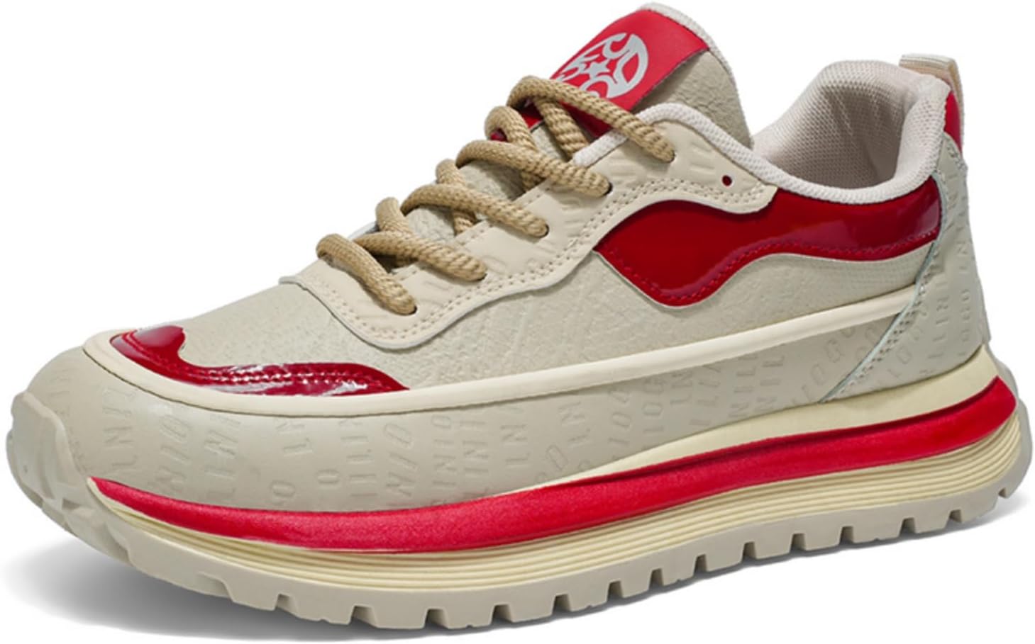 

Мужские кожаные массивные кроссовки в винтажном стиле, вдохновленные беговыми моделями, с толстой подошвой, низкие, на шнуровке, удобные, легкие, дышащие, противоскользящие, повседневные кроссовки для офиса, прогулок и выходных Yrzhgdl, красный