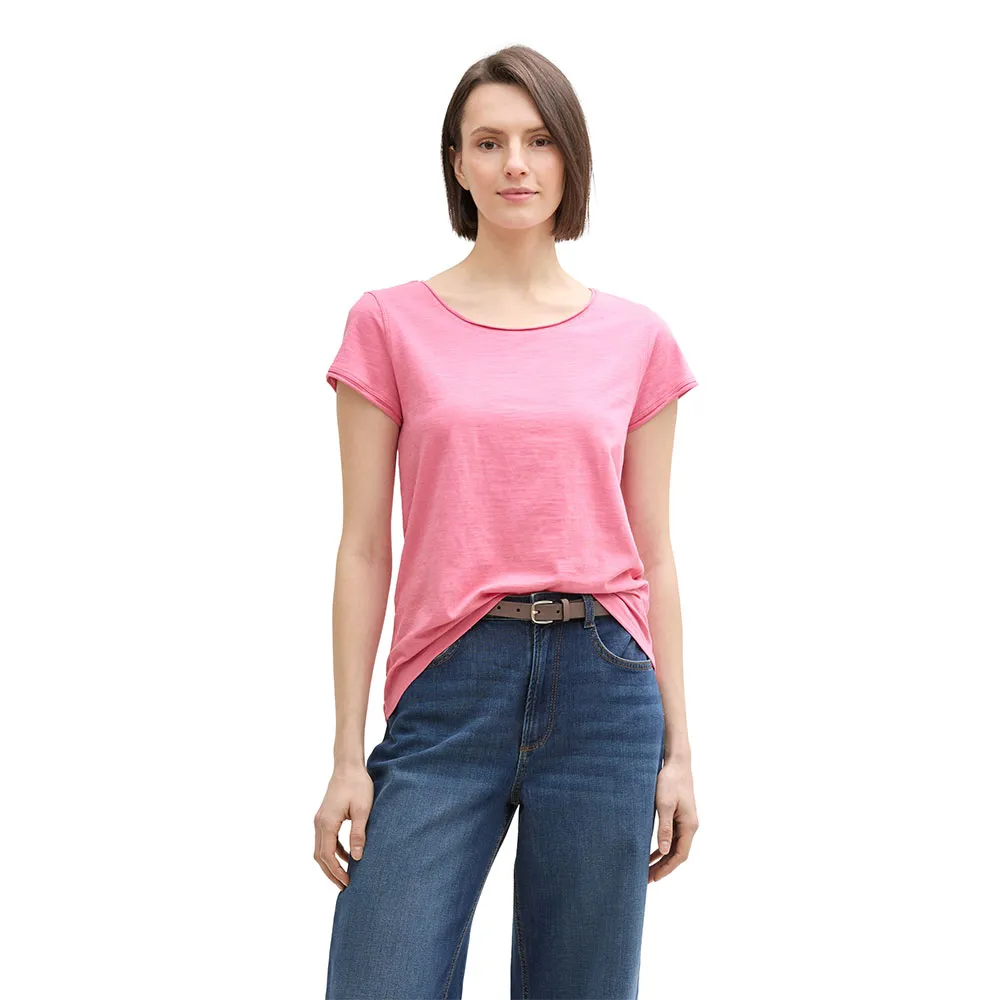 

Футболка с коротким рукавом Tom Tailor Slub Crew Neck, розовый