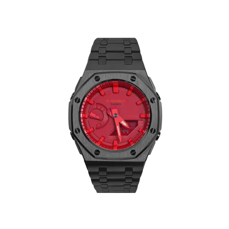 

Унисекс часы CASIO с жидкокристаллическим/аналоговым двойным дисплеем, 44 мм, красные