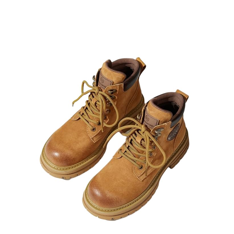 GIGIRYO Женские берцы до щиколотки мартин - хаки (на плоской подошве), цвет Khaki (Flat) — фото 3