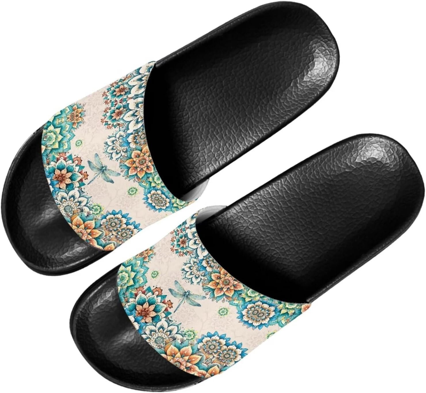 Мужские повседневные домашние сандалии Нескользящие тапочки для ванной и душа Пляжные шлепанцы для бассейна для пар Judentidos, Mandala Dragonfly — фото 2