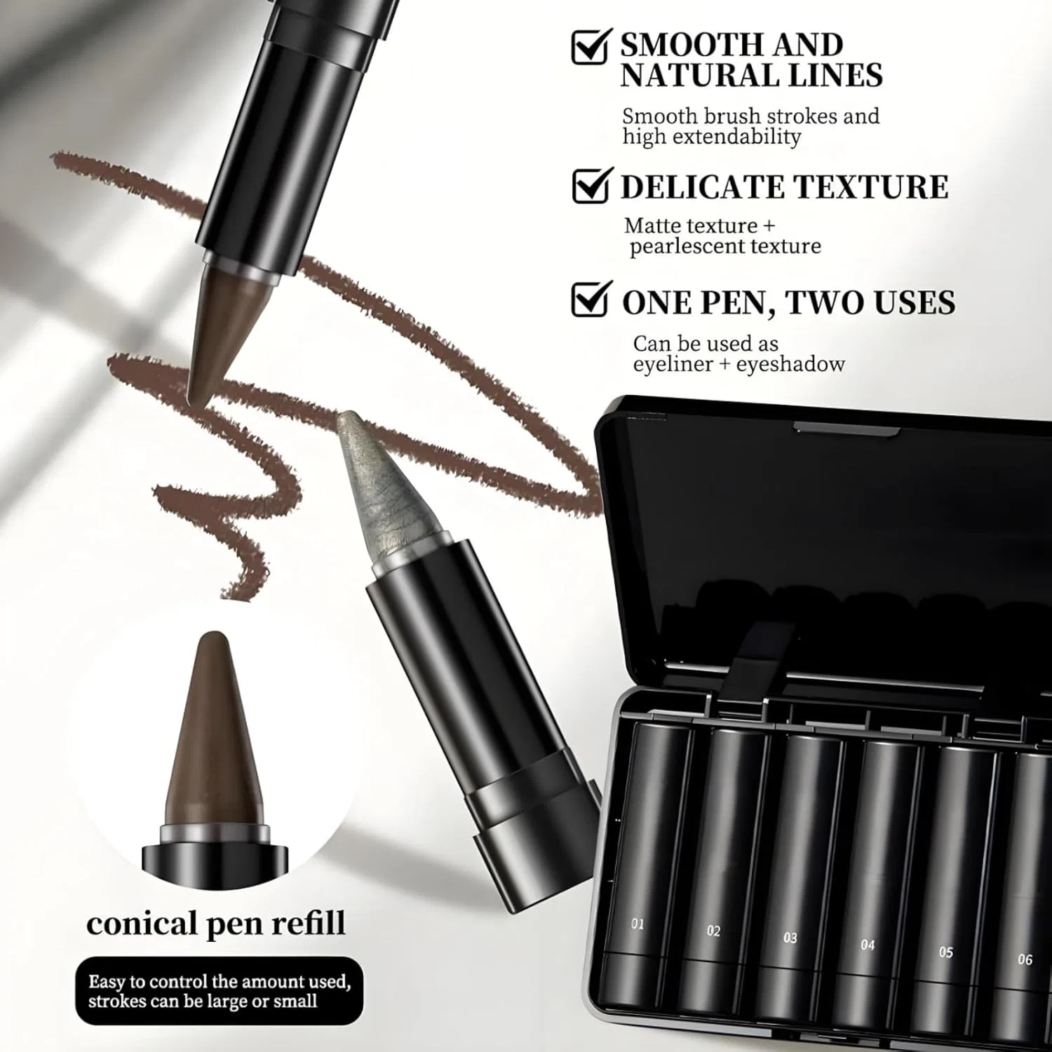 Набор из 6 шелковистых карандашей для глаз и теней Beauty Searcher, #B Set — фото 2
