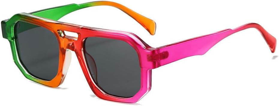 

Квадратные женские солнцезащитные очки с градиентным переходом цвета, модная оправа, мужские ретро-солнцезащитные очки UV400, разноцветные серые, E UOVSAW, Colorful Gray