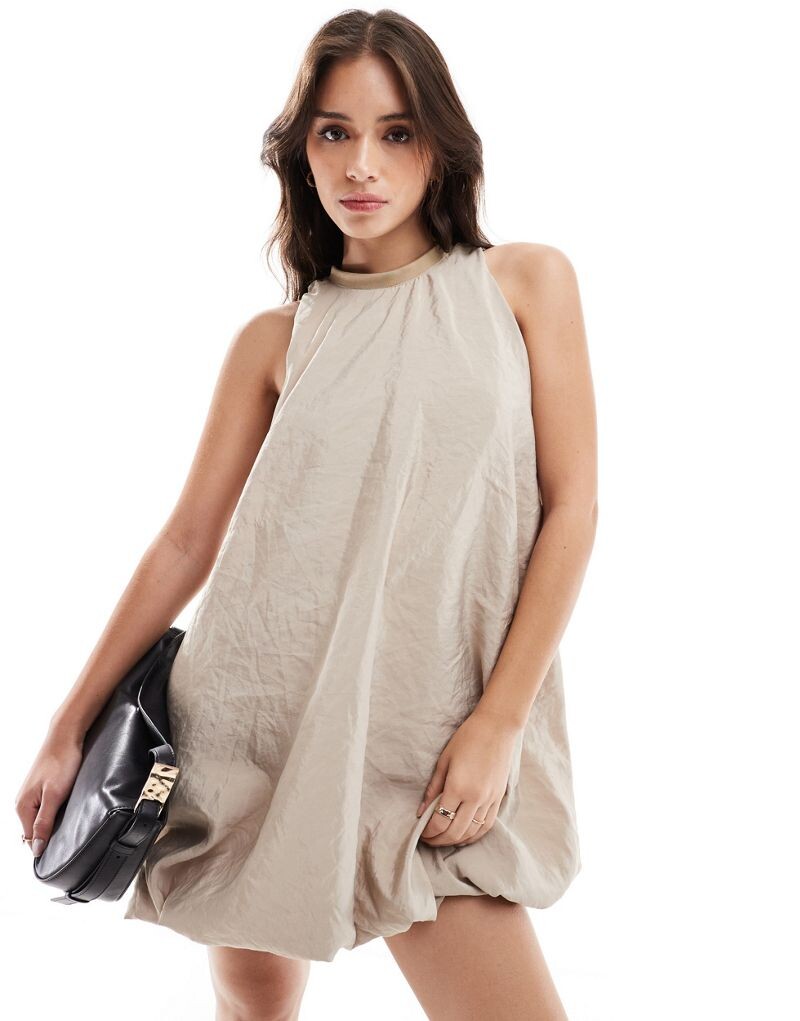 

Песочное платье мини с объемным подолом ASOS DESIGN
